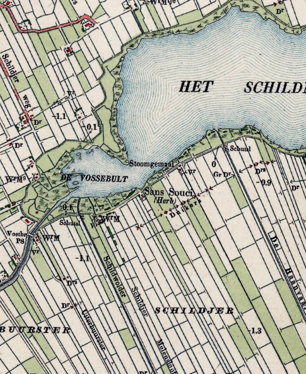 Sans Souci op de kaart in 1911. Op eerdere kaarten stond nog 'Heerenhuis'.