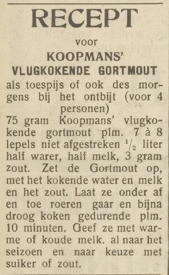 Recept gortmout 1937