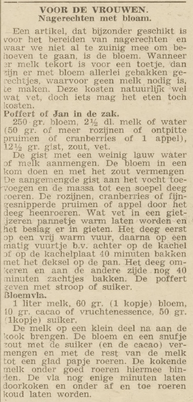 Recept poffert bloemvla 1945